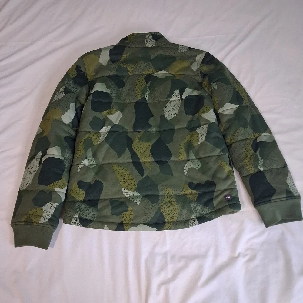 Tea‎ Collection Jacket Youth Size XL 12-14 Quilted Green Camouflage Fall Spring